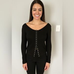 LNA lightweight snap front sweat sweater